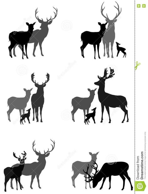 Deer Vector Illustration, Silhouette Arte, Hirsch Silhouette, Deer Vector, Idee Cricut, Art Projects For Adults, Projects For Adults, Deer Silhouette, Deer Family