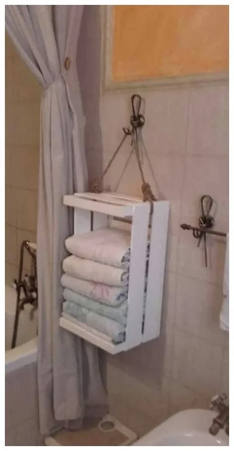 Small Bathroom Ideas Modern, Decor Baie, Diy Bathroom Decor, Diy Home Decor Easy, Easy Home Decor, Diy Organization, Diy Bathroom, Pallet Furniture, Bathroom Towels