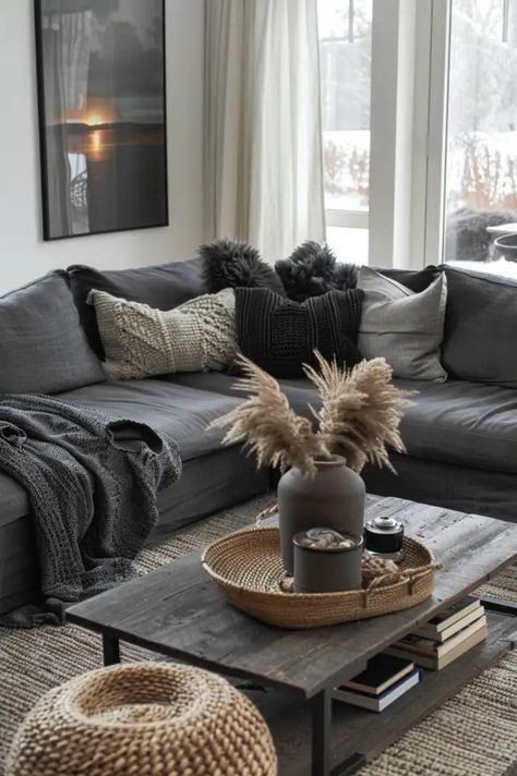 5 Best Grey Living Room Decor Ideas - Blog by Cavelights Dark Grey Sofa Living Room Color Schemes Sofas, Grey Teal Living Room Ideas, Large Gray Couch Living Room, White Walls Grey Couch Living Room, Cool Grey Couch Living Room, Charcoal Grey And White Living Room, How To Decorate Living Room With Dark Grey Couch, Simple Living Room Decor Grey Couch, Gray Hardwood Floors Living Room Decor