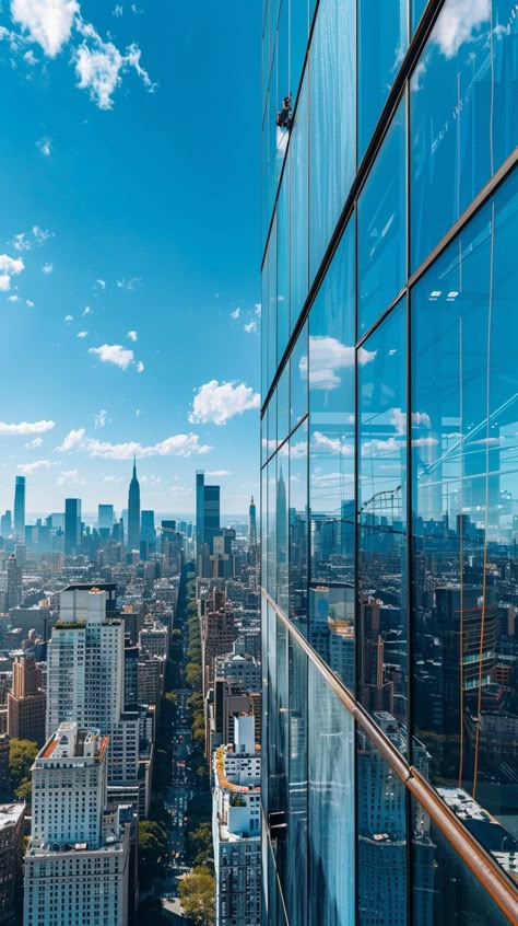 "Urban #SkylineView: A captivating view of a bustling #CityScene, as seen from a high-rise's reflective glass facade. #SkyscraperViews #UrbanPhotography #CityLife #ModernArchitecture #AIArtwork #AIPhotography #StockCake ⬇️ Download and 📝 Prompt 👉 https://stockcake.com/i/urban-skyline-view_533020_1033821". Looking Down From Top Of Building, Reflective Glass Facade, Facade Photography, City Daytime, City Scape Photography, Skyscraper View, Mood 2025, City Skyscrapers, 2025 Board