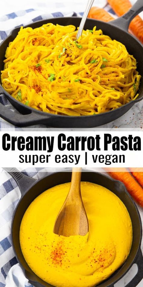 Carrot Lunch Recipes, Creamy Carrot Pasta, Vegan Recipes With Carrots, Best Vegan Pasta Recipes, Carrot Pasta Recipe, Carrot Vegan Recipes, Carrot Recipes Vegan, Vegan Carrot Recipes, Recipes Using Carrots