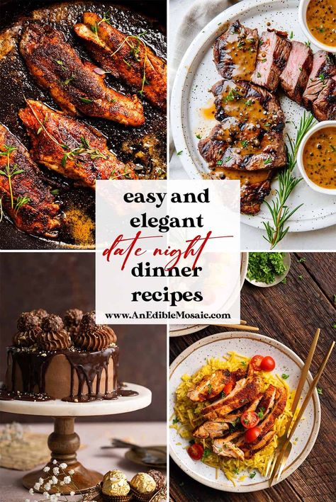 Wick Dinner Ideas, Gourmet Dinner For Two, Light Date Night Dinner, Romantic Dinners For 2, 2 Course Meal Ideas, Valentine’s Dinner Recipes, Fancy Comfort Food, Fancy Homemade Dinner For Two, Gluten Free Date Night Dinner