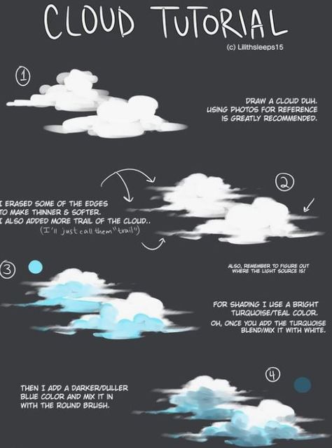 How To Paint Clouds, Cloud Tutorial, Concept Art Tutorial, Art Painting Tools, Arte Inspo, Digital Painting Tutorials, Cloud Painting, Diy Canvas Art Painting, Art Inspiration Painting