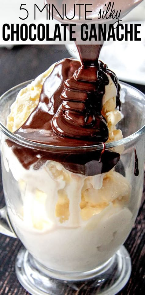 Chocolate Ganache - Carlsbad Cravings Easy Chocolate Ganache, Brownies Ice Cream, Chocolate Sauce Recipes, Ice Cream Sauce, Dessert Halloween, Chocolate Ganache Recipe, Frijoles Refritos, Sweet Sauces, Brownie Ice Cream