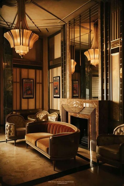 15 Stunning Art Deco 1920s Interior Ideas to Transform Your Space - Fabricerie Art Deco Art Nouveau, 1920s Art Deco Aesthetic, 1920 Interior Design, 1920s Art Deco Pattern, Art Deco Interior 1920s, 1920s Architecture, Horror Hotel, 1920s Home Decor, 1920s Interior