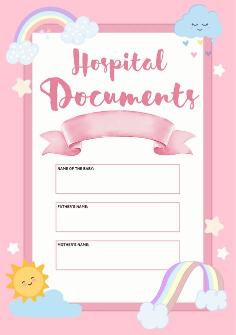 Hospital Documents Label For Baby, Hospital Documents Template For Baby, Maternity Checklist, Baby Checklist Newborn, Baby Hospital Bag Checklist, Hospital List, Biodata Format Download, Insta Sticker, Hospital Checklist