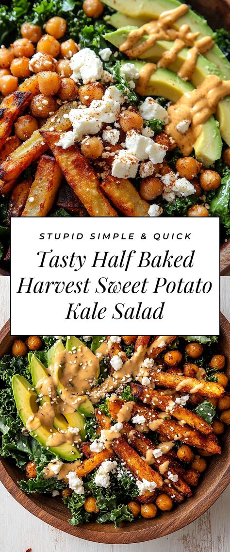 Image for Tasty Half Baked Harvest Sweet Potato Kale Salad Quinoa Kale Sweet Potato Salad, Kale Salad With Sweet Potato, Sweet Potato Kale Bowl, Sweet Potato And Kale Recipes, Half Baked Harvest Sweet Potato, Sweet Potatoe Salad, Sweet Potato Chickpea Salad, Sweet Potato Kale Soup, Sweet Potato Kale Salad