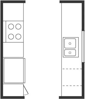 Small Kitchen Ideas Layout, Kitchen Galley, Galley Kitchen Layout, Vintage Kitchen Remodel, Small Galley Kitchen, Kitchen Floor Plan, Galley Kitchen Design, Kitchen Ideas For Small Spaces, Galley Kitchen Remodel