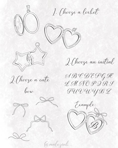 Create your own tattoo 🤩 1. Choose your locket 2. Choose a bow 3. Choose an initial 4. Get it tattooed by me ☺️ Dm me to book your appointment 📲 #flashtattoo #finelinetattoo #tattooshop #nyctattooartist #nycfinelinetattooartist #lockettattoo Fine Line Tattoo Artist, February Flash Tattoo, Lacey Heart Tattoo, Cute Valentine’s Day Tattoo, Love Theme Tattoos, Croquette Tattoo Ideas, Adore Me Tattoo, Valentines Tattoo Designs Flash, Sibling Initial Tattoo