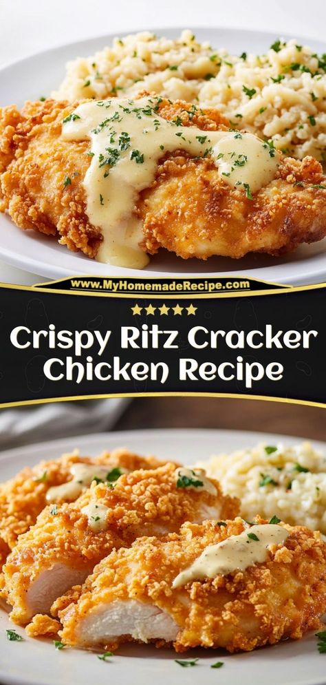 This Ritz cracker chicken is crispy, golden, and packed with buttery flavor. An easy and tasty twist on fried chicken! Ingredients: 4 chicken breasts 1 cup crushed Ritz crackers ½ cup mayonnaise ½ tsp garlic powder Enjoy this crispy chicken for a simple, crowd-pleasing dinner Ritz Crackers Chicken, Easy Crowd Meals, Quick Chicken Breast Recipes, Food For 2, Fried Chicken Ingredients, Crispy Chicken Breast, Best Chicken Dishes, Ritz Cracker Chicken, Easy Cheap Dinner Recipes