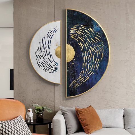 Abstract Wall Art Living Room, Wall Art Gold, Set Of 2 Wall Art, Gold Leaf Art, Soyut Sanat Tabloları, Art Sea, Gold Leaf Painting, Art Set Of 2, Art Gold