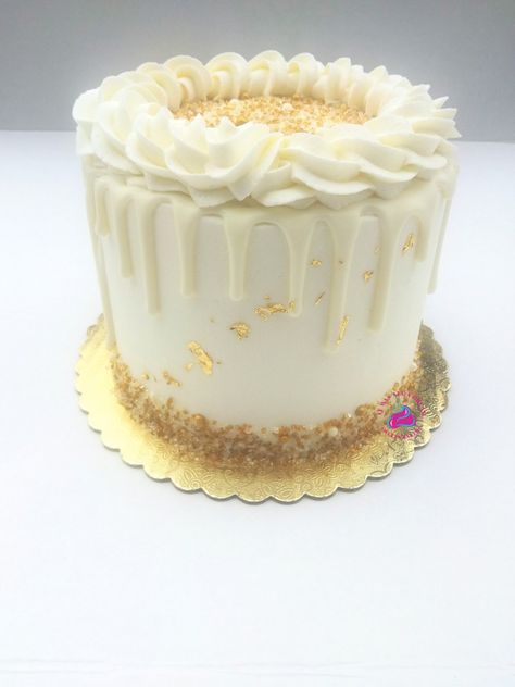 Cake With Gold Flakes, White Cupcakes With Gold Flakes, White Cake With Gold Flakes, 21st Birthday Cake White And Gold, White Cake Gold Flakes, 10th Birthday Parties, Gold Flakes, White Cake, 10th Birthday