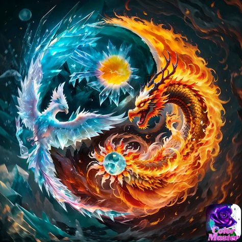 Ying Yang Art, Mother Earth Art, Phoenix Artwork, Dolphin Wall Art, Phoenix Dragon, Dragon Wallpaper Iphone, Yin Yang Art, Dragon Artwork Fantasy, Gothic Wallpaper