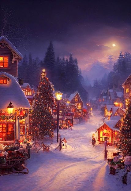 Helloween Wallpaper, Winter Christmas Scenes, Christmas Landscape, Merry Christmas Pictures, Christmas Scenery, Christmas Town, Winter Scenery, Christmas Villages, Winter Pictures