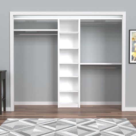 ClosetMaid SpaceCreations 44" W - 115" W Closet System Starter Kit & Reviews | Wayfair How To Add Walk In Closet To Bedroom, Wayfair Closet System, Dual Closet Ideas, Remodel Closet Ideas Small Spaces, Diy Closet Organization System, Closet Designs Ideas Bedrooms, Closet Ideas For Rooms With No Closet, Room Closet Ideas Bedrooms, Small Closet Designs Layout