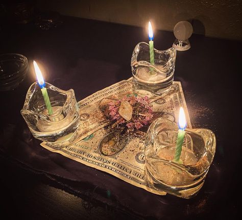 Anthøny Wølfe on Instagram: “• a spell to attract money • First photo is the creation ritual, performed under a waxing moon in Aries. Second photo is the finished…” Spells Aesthetic, Money Magick, Yoruba Deities, Money Bowl, Spiritual Education, Stuff Aesthetic, Money Rituals, Moon In Aries, Waxing Moon