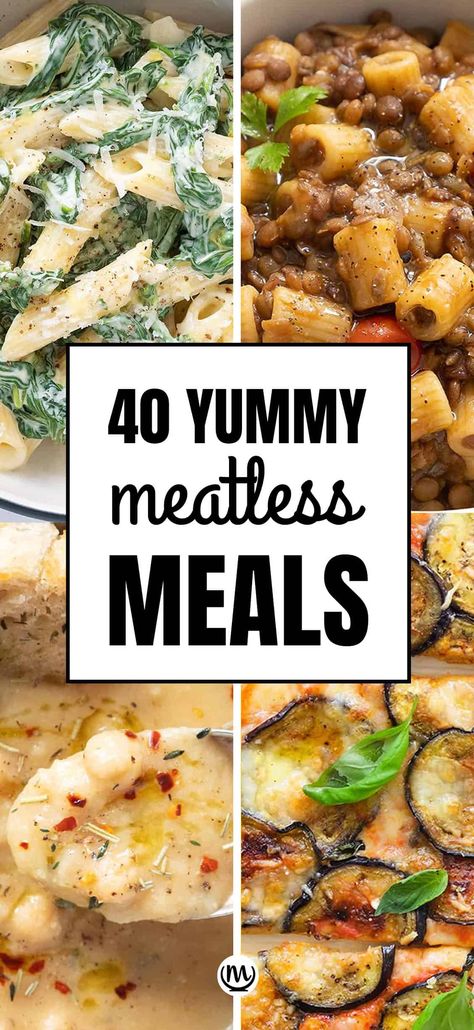 These 40+ easy meatless recipes are economical, amazingly delicious and perfect for your Meatless Monday! #meatlessmeals #meatlessdinners #meatlessdinnerideas #meatlessmonday Meatless Monday Recipes Dinner Ideas, Lent Meal Ideas, Meatless Soup Recipes, Meal On A Budget, Meatless Meals Easy, Meatless Soups, Vegetarian Casserole Recipes, Meatless Monday Dinner, Monday Recipes