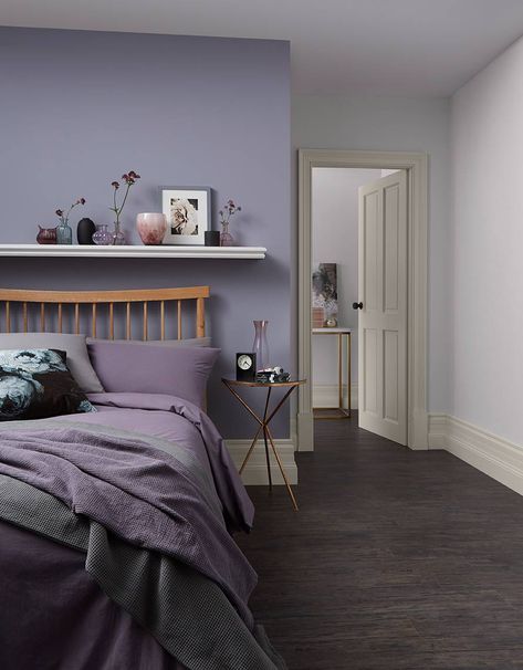 Purple Wall Bedroom, Purple Bedroom Walls, Lavender Bedroom, Purple Bedroom Decor, Purple Bedrooms, Bedroom Wall Colors, Accent Wall Bedroom, Purple Walls, Bedroom Paint