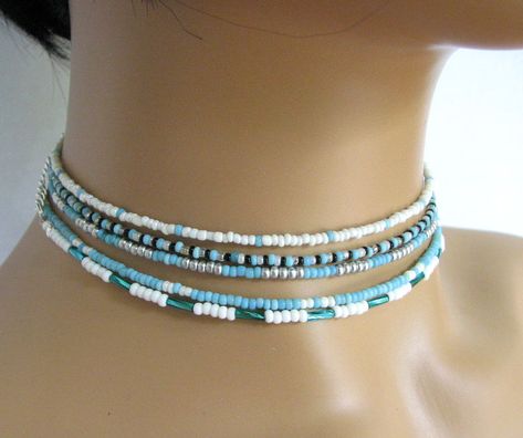 Beaded Chocker Ideas, Bead Necklace Ideas, Choker Beads, Pulseras Kandi, Seed Beads Necklace, قلادات متدلية, Necklaces Diy, Diy Choker, Grandmother Jewelry