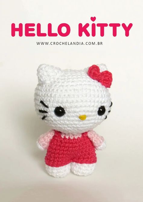 Hello Kitty - Crochelandia - Rose Nogueira - ENG - Comp | PDF | Crochet | Figured Fabrics Sanrio Crochet, Hello Kitty Crochet, Crochet Deer, Easy Crochet Animals, Mode Crochet, Kawaii Crochet, Toy Art, Baby Gym, Fun Crochet Projects