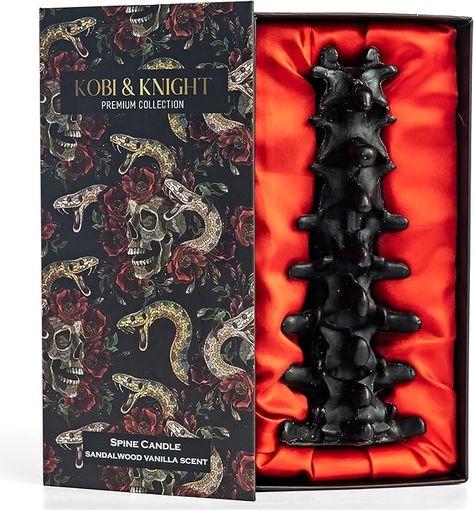 Amazon.com: Kobi & Knight Spine Candle - Sandalwood Vanilla Scented Creepy Candles for Gothic Decor Gift - Black Spooky Vertebra Candle - Goth Decoration for Halloween - Large 8" Witchy Candle : Home & Kitchen Gifts For Goths, Modern Goth Home Decor, Witchy Diy Decor, Vampire Room Aesthetic, Goth Office Decor, Candle Design Ideas, Whimsical Gothic Decor, Dark Halloween Decor, Gothic Christmas Decorations