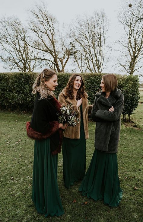 Pine Colored Bridesmaid Dresses, Bridesmaid Christmas Dresses, Mismatch Winter Bridesmaid Dresses, Country Wedding Bridesmaids Dresses Winter, Green Velvet Bridesmaid Dresses Winter, Bridesmaid Dresses For Winter, New Years Wedding Bridesmaid Dresses, Bridesmaids Winter Wedding, Christmas Bridesmaids Dresses