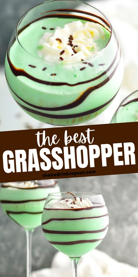 Grasshopper Drink Recipe, Grasshopper Drink, Grasshopper Cocktail Recipes, Grasshopper Recipe, Grasshopper Cocktail, Ice Cream Drink, Shake Drink, Ice Cream Vanilla, Cream Drinks