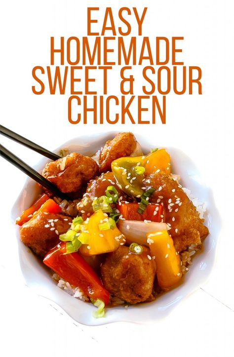 Easy Homemade Sweet & Sour Chicken - Layers of Happiness Quick Easy Thai Food, Sweet And Sour Chicken Sauce, Chinese Recipes Authentic, Chicken Sweet And Sour, Low Calories Meals, National Fried Chicken Day, Sweet And Sour Chicken Recipe, Sour Chicken Recipe, Air Fryer Chicken Recipes