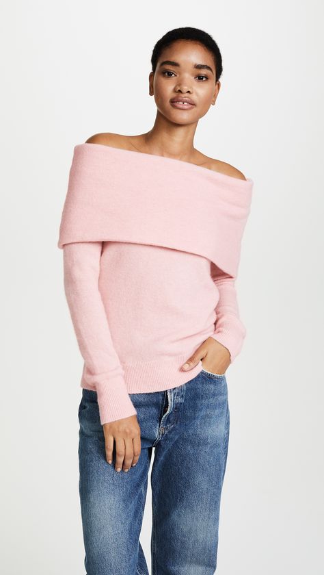 Club Monaco Charlotta Sweater | SHOPBOP Off The Shoulder Jumper, Off The Shoulder Sweater, Christmas Jumper Dress, Off Shoulder Fashion, Off Shoulder Sweater, Pink Coral, Plus Size Skirts, Party Tops, Plus Size Pregnancy