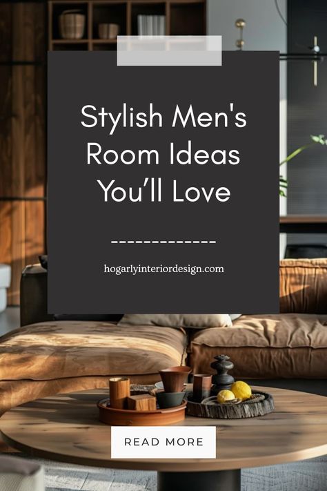 Explore chic and masculine men's room ideas. This pin highlights creative interior designs that showcase stylish home environments with unique approaches aimed at modern guys. Perfect for those searching for dynamic yet functional living spaces. Masculine Penthouse Apartment, How To Decorate A Guys Apartment, Cool Bachelor Pads, Masculine Den Decor, Single Man House Decor Living Room, Masculine Wall Art Living Room, Den Room Ideas For Men, Mens Interior Design Living Room, Men House Decor Ideas Living Room