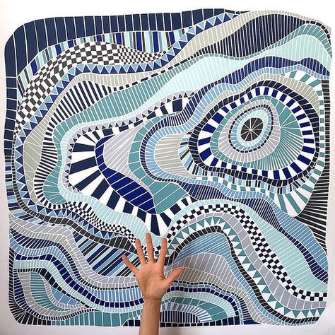 Shades of Blue Paper Mosaic Vitromosaico Ideas, Paper Mosaics, Mosaic Paper, Paper Mosaic, Paper Art Projects, Abstract Paper, Mosaic Artwork, Mosaic Projects, Wow Art