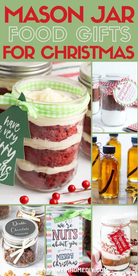 If you're looking for the best DIY Christmas gifts, you can't go wrong with these food gifts in a jar. Make all your homemade Christmas gifts in mason jars and add some free printable gift tags to create adorable presents for your friends, neighbors, teachers, and coworkers this holiday season. Mason Jar Christmas Gifts Diy, Mason Jar Christmas Gifts For Coworkers, Homemade Food Gifts In A Jar, Food Gifts In A Jar, Cheap Homemade Christmas Gifts, Christmas Gifts In A Jar, Jar Food Gifts, Mason Jar Gifts Recipes, Diy Christmas Gifts Food