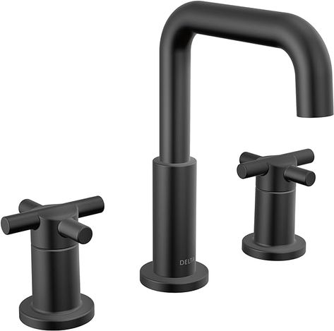 Delta Faucet Nicoli Widespread Bathroom Faucet 3 Hole, Black Bathroom Faucet, 2 Handle Bathroom Faucet, Bathroom Sink Faucet, Drain Assembly, Matte Black 35894LF-BL - Amazon.com Tulum Bathroom, Bonus Room Bathroom, Delta Nicoli, Texas Bathroom, Scandi Bathroom, Towel Ring Bathroom, Black Bathroom Faucet, Widespread Bathroom Faucet, Tub And Shower