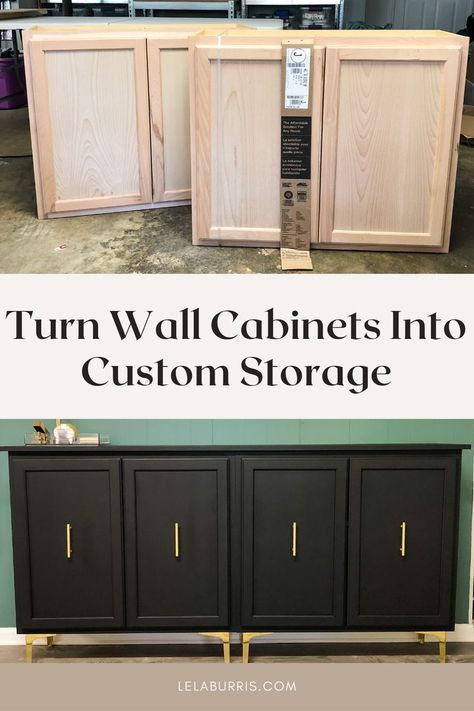 I turned these stock wall cabinets into a custom office storage cabinet in just one weekend using Dixie Belle Silk All-In-One Mineral Paint [sponsored by @dixiebellepaint] Diy Office Storage, Ikea Desk Hack, Office Storage Cabinets, Diy Office, Wall Cabinets, Diy Furniture Renovation, Custom Storage, Custom Office, Ikea Pax