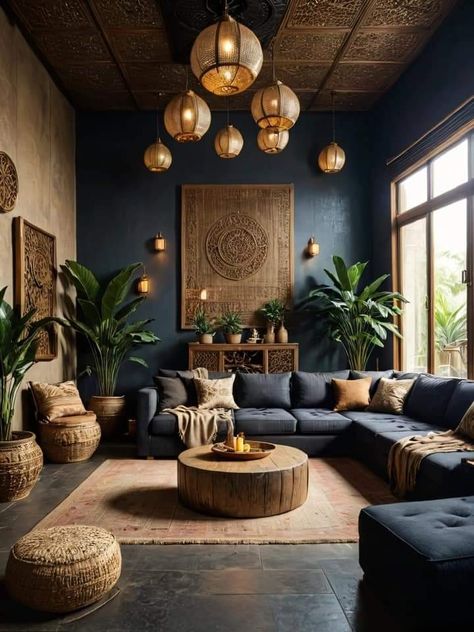 Dark Boho Decor, Dark Boho Living Room, Boho Living Room Ideas, Earthy Living Room, Earthy Home Decor, Dark Boho, Dark Living Rooms, Earthy Home, Boho Chic Bedroom