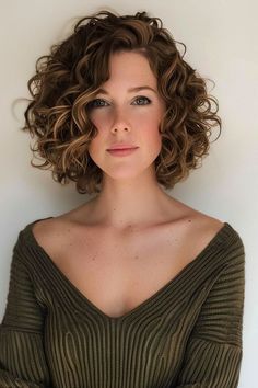 Curly Long Inverted Bob, Wavy Curly Bob Hairstyles, Curly Hair Inverted Bob, Short Permed Hairstyles Soft Curls Curly Bob, Bob Permed Hairstyles, Bobs For Wavy Hair, Short Curly Hair Shag, Long Bob Con Flequillo, Medium Length Haircut Curly Hair