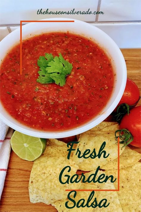 Salsa With Fresh Tomatoes, Fresh Garden Salsa, Garden Fresh Salsa, Garden Salsa, Fresh Salsa Recipe, Healthy Slice, Fresh Tomato Recipes, Fresh Tomato Salsa, Fresh Salsa