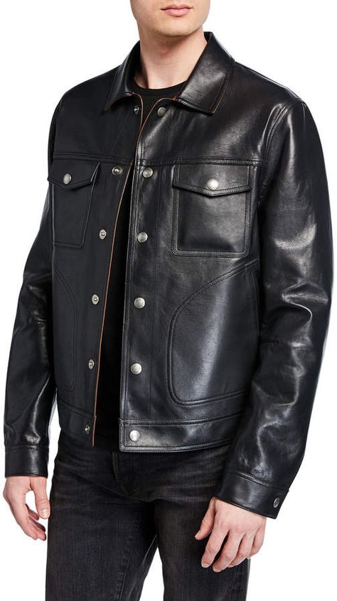 Tom Ford Jacket, Tom Ford Designer, Valentine Gift For Him, Tom Ford Leather, Men Leather Jacket, Men Winter Jacket, Lycra Men, Black Pure, Button Sleeves