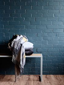 Navy Brick! The Design Chaser: Hunting For George | Moody Blues Painted Brick Wall Interior, Brick Wall Paint, Interior Brick Wall, Paint Design Ideas, Painted Brick Wall, Hunting For George, Brick Room, Painted Brick Walls, Interior Wall Sconces