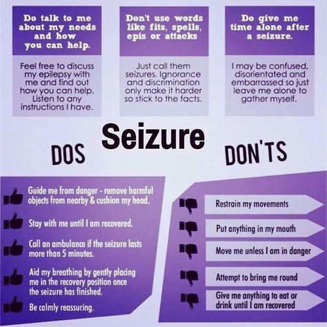 The Do's and Don'ts of Seizure response. Seizures Nursing, Seizures Quotes, Seizures Non Epileptic, Absence Seizures, Seizures Awareness, Temporal Lobe, Purple Day, Awareness Quotes, Neurological Disorders