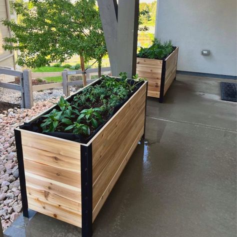 Planter Boxes Around Patio, Slim Planter Boxes, Free Standing Flower Boxes, Exterior Retaining Wall Ideas, Planter Boxes Metal, Cedar Planter Boxes Plans, Front Yard Planter Boxes, Box Planters Front Porch, Farmhouse Planter Boxes