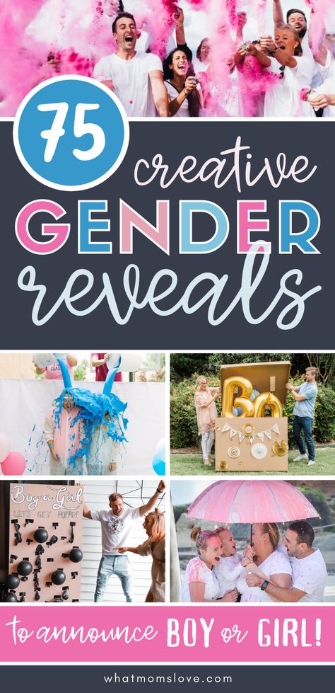 Unique Gender Reveal Ideas | These cute ways to find out baby's gender are fun for a party or simple family gathering #genderreveal Gender Reveal When Parents Know, Announcing Gender To Family, Gender Reveal Ideas To Reveal, Gender Reveal Ideas For Revealing, Gender Reveal Ways To Reveal, How To Do A Gender Reveal, Gender Reveal By Sibling, Ways To Do Gender Reveal, Silly String Gender Reveal