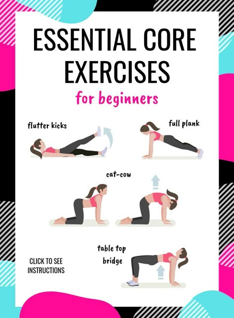 Best core exercises for beginners and a beginner ab workout to try at home. This core workout for beginners can be done in just a few minutes and features just five exercises. If you're looking for core strengthening exercises, look no further! This is an ab workout you can do at home since it's a no equipment workout. I recommend this ab workout for women who are new to exercise, recently had a baby, or are total beginners. Core Exercises For Beginners, Workout Morning, Workout Fat Burning, Workout Man, Best Core Workouts, Beginner Ab Workout, Core Strengthening Exercises, Equipment Workout, Core Strengthening