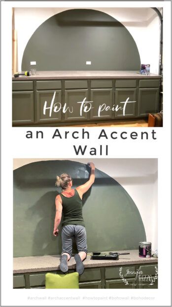 Paint Nursery Accent Wall, Painted Arch In Bathroom, Painted Arch Around Window, Wall Paint Arch Designs, Boho Arch Wall Paint, Painting Arches On Wall, How To Paint Arch On Wall, Arched Accent Wall, Paint Headboard On Wall