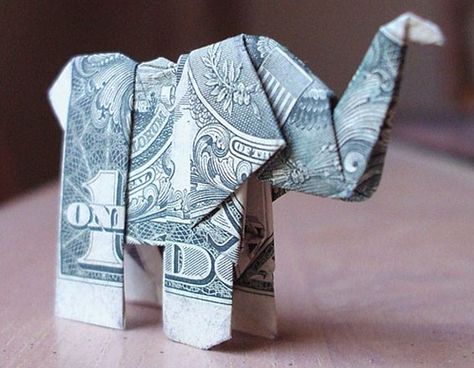 Butterfly Money, Money Origami Tutorial, Folded Money, Money Folding, Origami Money, Money Gift Ideas, Origami Elephant, Folding Money, Dollar Origami