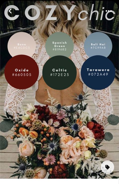 Boho Wedding Color Schemes Fall, Cozy Chic Wedding Colors, Elopement Color Schemes, Bohemian Wedding Theme Color Palettes, Wedding Colour Palettes 2023, Boho Colors Wedding, Boho Wedding Pallete Color, Fall Wedding Color Palette 2023, Boho Wedding Colour Scheme