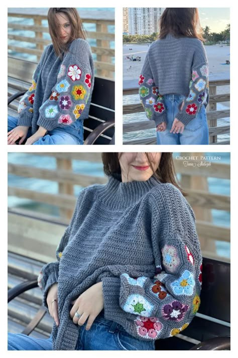 African Flower Sweater Crochet Pattern African Flower Crochet Sweater, African Flower Crochet Cardigan, Flower Sweater Crochet, African Crochet, African Flower Crochet Pattern, African Flower Crochet, Flower Cardigan, Crochet African Flowers, Crochet Jacket Pattern