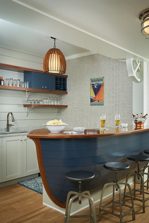 Ellerton - Lake Cottage - Traditional - Home Bar - Grand Rapids - by Visbeen Architects | Houzz Lake House Interior Decor, Lake House Bar Ideas, Lake House Porch Decor, Boat Bar Ideas, Lake House Kitchens, Yacht Club Decor, Ocean Cabin, Coastal Cafe, Charleston Living