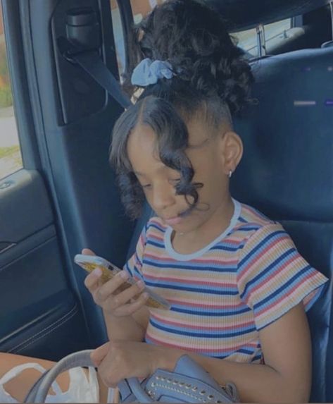 Picture Day Hairstyles Black Kids, Black Girls Hairstyles For Kids Blowout, Kindergarten Picture Day Hair Black, Kids Updo Hairstyles Black, Flower Girls Hairstyles Black Kids, Kids Silk Press Natural Hairstyles, Cute Birthday Hairstyles For Kids, Kid Ponytail Styles, Birthday Hairstyles For Black Kids