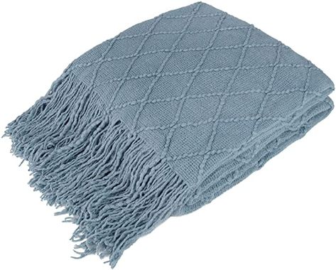 Amazon.com: PAVILIA Knitted Throw Blanket Fringe Dusty Slate Light Blue Gray | Decorative Tassel Boho Farmhouse Decor Couch Bed Sofa Fall Outdoor | Woven Textured Afghan Soft Lightweight Cozy Acrylic 50x60 : Home & Kitchen Summer Throw Blanket, Knitted Throw Blanket, Farmhouse Sofa, Fringe Throw Blanket, Boho Farmhouse Decor, Tassel Blankets, Southwest Print, Boho Blanket, Summer Blanket